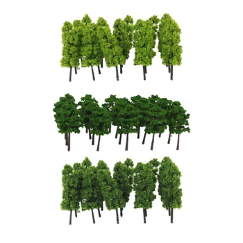 MagiDeal 60x N Rozsahu Rozloženie Zelený Strom Modely, Hračky pre Vlak Železničnej Diorama Krajiny Stavebné Príslušenstvo Súbor