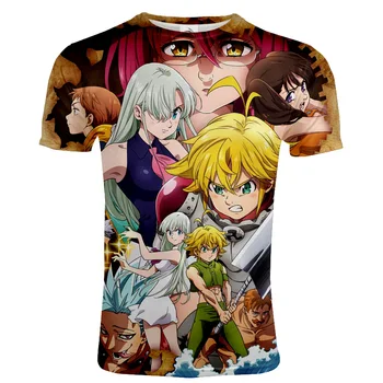 2020 Trendy Anime T-shirt Harajuku Hip Hop Streetwear Tričko Sedem Smrteľných Hriechov 3D Vytlačené Muži Ženy Šport Bežné Tričko Top