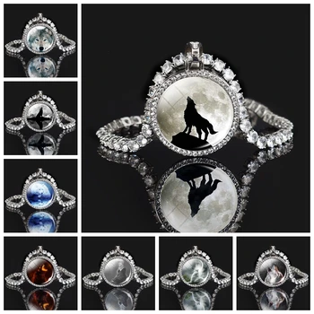 Vlk a Mesiac Nový Crystal Náhrdelník Zvierat Vlk Hlavu Drahokamu Prívesok Módne Luxusné Šperky Náhrdelníky Muži Ženy Najlepšie Darčeky