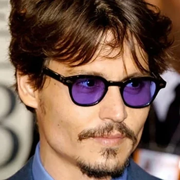 Móda Vintage Johnny Depp Štýl Kolo Jasné Slnečné Okuliare Tónované Šošovky Dizajn Značky (Strana Zobraziť Slnečné Okuliare Oculos De Sol