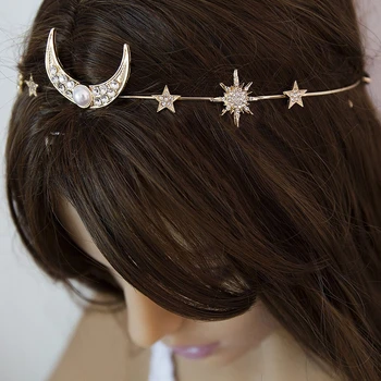 Spaloria Luxusné Crystal Hviezdy, Mesiac Elastické Hlavový Most Drahokamu Hairband Pre Ženy Rámu Dievčatá Svadobné Tiara Koruny Vlasy Príslušenstvo