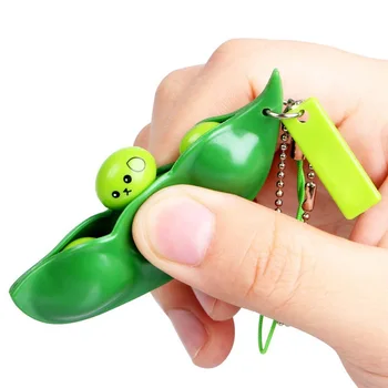 Nové 3ks Fidget Hračky Puchi Puti Mugen Edamame Keychain Lisovania Bean Keyring Hračka Darček -17