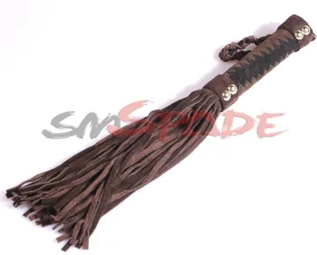 SMSPADE 38cm Reálnom kožené hnedé výprask flogger, semiš upliesť bič, dospelých flirtovanie muž-vyrobené kožené knout sexuálne hračky