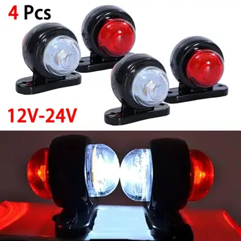 4pcs LED Červené Biele Bočné Obrysové Svetlá Osnovy Lampa Auto, ťahač s Návesom Van 12V/24V