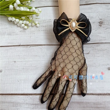 Ruky rukavice lolita Hanayome lolita nádherný štýl elegantné letné čipky Bowknot Ruky Putá Dospievajúce Dievčatá Lolita Hime príslušenstvo