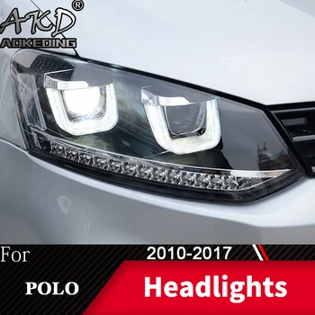 Čelová Lampa Pre Auta VW POLO 2010-2017 Polo Svetlomety, Hmlové Svetlá Deň Beží Svetla DRL H7 LED Bi Xenónové Žiarovky Auto Príslušenstvo
