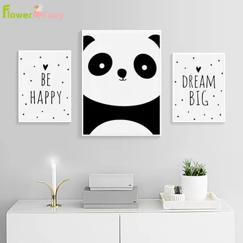 Byť Šťastný Wall Art Plátno Na Maľovanie Sen Veľké Plagáty A Vytlačí Nordic Plagát Panda Stenu Obrázky Detská Izba Detská Izba Bez Rámu
