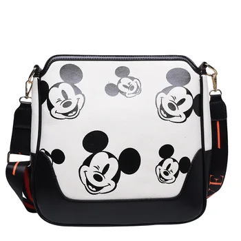 Disney pu+canves taška cez rameno Mickey mouse lady messenger ramenný cartoon taška ženy nového bežné messenger taška cez rameno