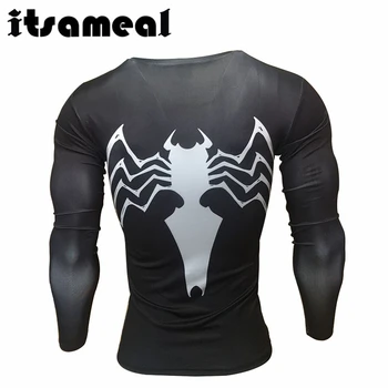 2020 Lycra Kompresné Tričko Mužov 3D Vytlačené T-shirts Spider Raglan Dlhý Rukáv Fitness Oblečenie Pre Mužov Crossfit Topy HOT