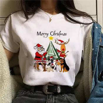 2020 Vianočné Cartoon Jazvečík Ženy Tričko Kawaii Letné Topy Zábavné Grafické Tees Harajuku T-shirt Módne Tričko Žena