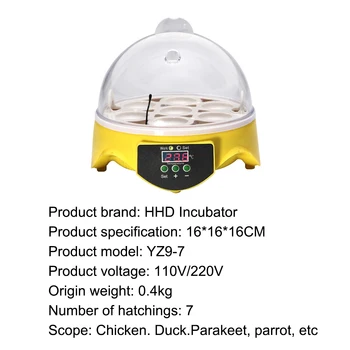 Mini Digital 7 Vajec Inkubátor Automatické Teplota Brooder Kura, Kačica Vtáčie Vajcia Hatcher 110 220V Farma Hydiny Liaheň Stroj