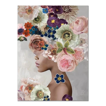 Moderný Luxusný Krásny Kvet Ženu Nordic Plátno Maľovaní Plagátov Vytlačí na Stenu Obrázky, Obývacia Izba, Spálňa Decor Plagát