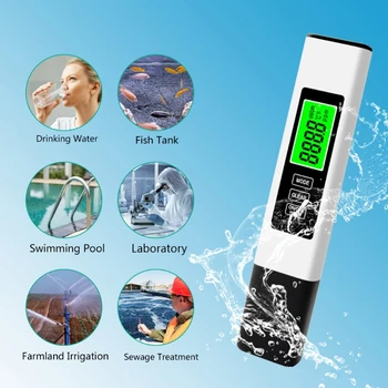 3 v 1 LCD Digitálny TDS ES PPM Meter Kvality Vody Čistota Tester Pero pre Akvarijné Ryby, Nádrž, Bazén Domácej Pitnej Monitor