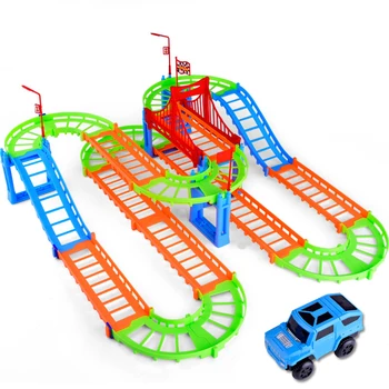 DIY 3D Rôzne Elektrické Trať Auto Speed Rail Train Model Farebné Závodné Cestné Zostaviť Vzdelávacích Hračiek, Darčekov Pre Deti,