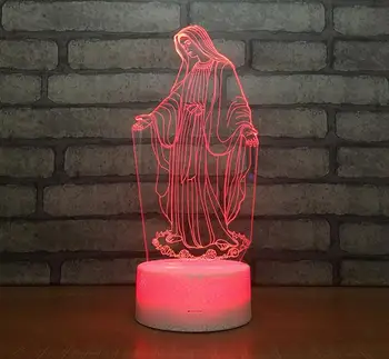 Crack Base 3D LED Nočné Svetlo Blahoslavená Panna Mária, Dotykový 7 Farby Stôl, stolná Lampa Strany Dekoratívne Svetlo Vianočný Darček