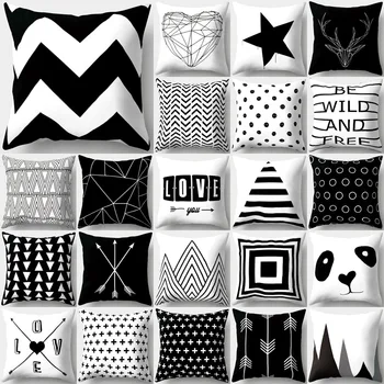 Black White Geometrické Vankúš Hodiť Vankúše Polyester Dekoratívny Vankúš 45*45 Nordic Štýl Domova obliečok