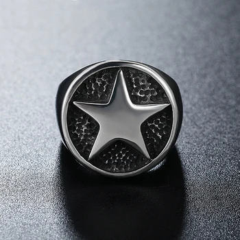 Móda Lucky Star Signet Ring pre Mužov A Ženy, Klasické Pentagon Hviezdičky z Nehrdzavejúcej Ocele Krúžok Biker Talizman Dobré Šťastie, Šperky