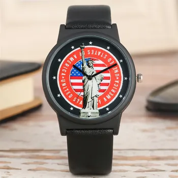 Urob si sám Vlastné Socha Slobody Kožené Náramkové hodinky pre Mužov Ležérne Módne 2020 pánske Hodinky Dropshipping