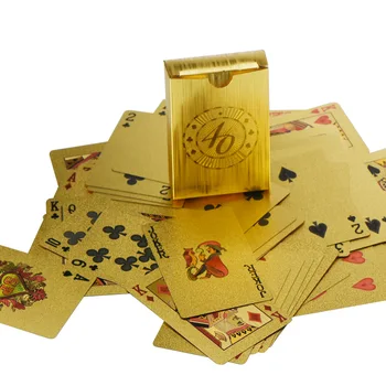 WR Pozlátené Hracie Karty Nepremokavé Čipové Karty Rodiny Hry 40. Výročie Zlatej Fólie Plastové Poker na spoločenské Hry