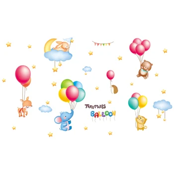 [shijuekongjian] Farebné Balóny Samolepky na Stenu DIY Cartoon Zvieratá Stenu pre Deti Izbách Dieťa Spálne Dom Dekorácie