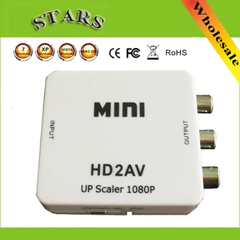 Mini HD Video Converter Box HD RCA AV/CVSB L/R-Video 1080P HD2AV Podpora NTSC, PAL Výstup HD AV Scaler Prepínač Adaptéra