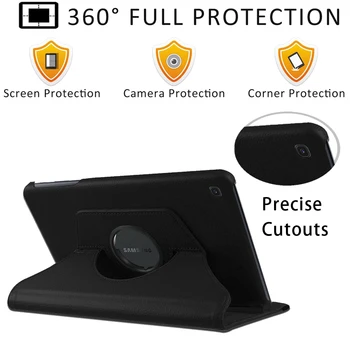 360 Rotujúce obal pre Samsung Galaxy Tab 10.1 2019 T510 T515 Kože, Pokles Odolnosti Pevný Ochranný Kryt Plášťa