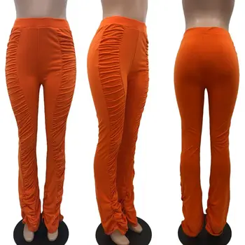 TNNAOFF Sexy Skladaný Legíny Obličkového Nohavice pre Ženy Patria Módne Elastické Plus Veľkosť Vysoký Pás Úsek Streetweat Salónik Nohavice