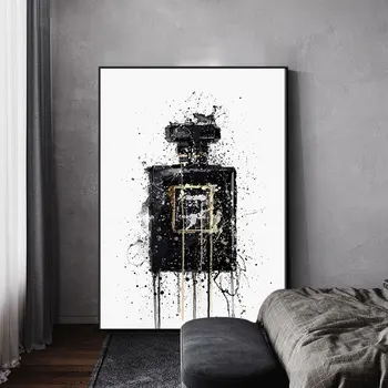 Abstraktné Umenie Plátno na Maľovanie na Stenu Plagát a vzory, Moderné, Abstraktné Black Parfum Fľašu Obrázky pre Obývacia Izba Domova