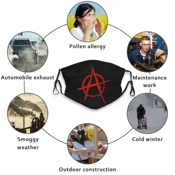 Anarchia Symbolom V Červenej Tlače Umývateľný Filter Proti Prachu Úst Maska Anarchie Anarchist Anarchist Liberálnej Punk Slobody Socializmu
