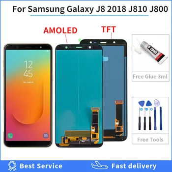 AMOLED J800 LCD Samsung J8 2018 J800 J810FN SM-J810 LCD Displej Dotykový Displej Digitalizátorom. Montáž opravy, Výmeny dielcov