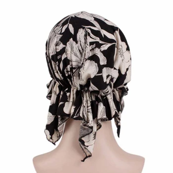 2020 módy tlače ženy turban kapoty elastickej a kvety lady zábal hlavu šatku hidžáb čiapky turbante žena moslimských headdress