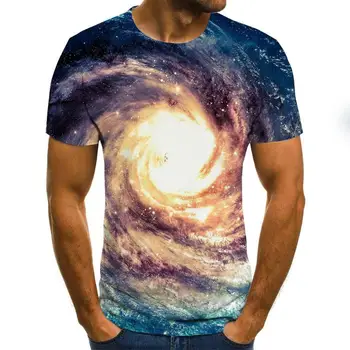 Galaxy priestor vzor 3D tlač T-shirt príležitostné letné štýl módy tlače-krátke rukávy T-shirt pánske tričko art street handričkou