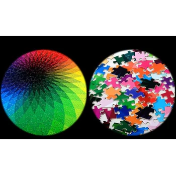 1000 kusov Kolo Rainbow Puzzle Gradient farba tvorivej puzzle drevená Skladačka puzzle pre Dospelých Deti DIY Vzdelávacie Hračka Darček