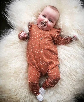 0-18 M Baby Dievča Oblečenie Novorodenca Bodky Romper Dlhý Rukáv Kvetinový Jumpsuit Playsuit Oblečenie, Oblečenie