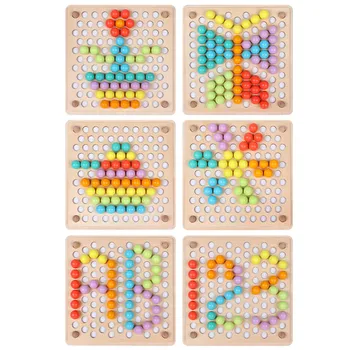Deti Baby Montessori Drevené Klip Korálky Prútika Korálky Puzzle Dosky Ruky Mozgu Školenie Učenie Matematika Hra Raného Vzdelávania Hračka