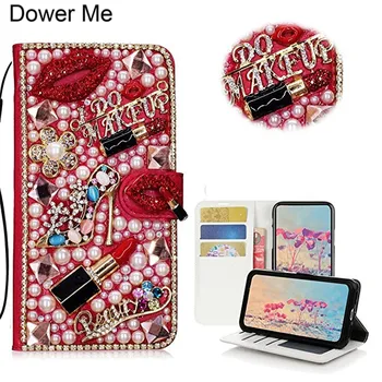 Diamond Kiss Rúž Vysokým Podpätkom Kvet Kabelke Peňaženku, Kartu Kožené puzdro Pre Iphone 12 Mini 11 Pro XS Max XR X 8 7 6 6 Plus