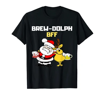 Variť Dolph Bff Zábavné Rudolf Santa T-Shirt-Black Vianočné Dovolenku Tee-pánske