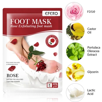 EFERO 30Pair Rose Nohy Maska Pedikúra Ponožka Exfoliácia Nohy Kúpeľ Maska, Peeling Peeling Nôh Patch Zubov Nohy Maska na Nohy