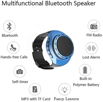 Multifunkčné Prenosné Sledovať Reproduktor Mini Zápästie Nositeľné Športové Wireless Music Center A Subwoofer, Bluetooth Vodotesný Reproduktor