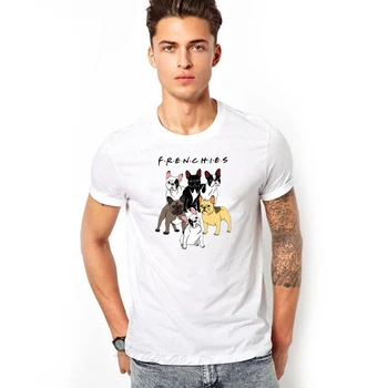 Francúzsky Buldog Priateľmi Vtipné Tričko Mužov Harajuku Roztomilý Estetické T-shirt Módy Tlače Tričko Topy Muž ulzzang Oblečenie