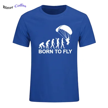 Letné Najnovšie módne Zoskoky Vývoj narodil sa lietať, T košele Mužov Paragliding Tlač Paragliders T-shirt O krk Topy & Tees
