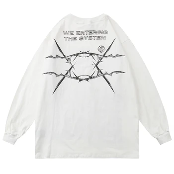 2020 Jeseň Zima Kreatívny Print T Shirt Long Sleeve Streetwear Hip Hop Tričko Bežné Harajuku T-Shirt Bavlna Pánske