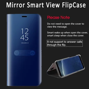 Luxusné Smart Mirror Flip puzdro Pre Samsung J3 J4 J6 J7 J8 2018 S10 S9 S8 S7 S6 čierny kryt pre samsung galaxy a7 2018 A8, A6 prípade