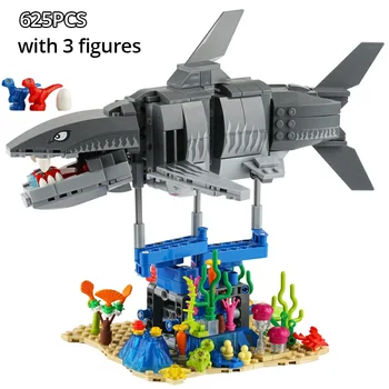 625pcs Jurský Morského života Megalodon Shark Stavebné Bloky Dinosaur World Technika Tehly, Dekorácie, Hračky Pre Deti,