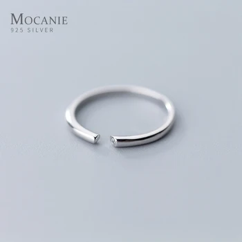 Mocanie Vysoká Kvalita 925 Sterling Silver Jednoduché Geometrické Línie Otvorenie Prst Prsteň pre Ženy Kórea Štýl Jemné Šperky Darček