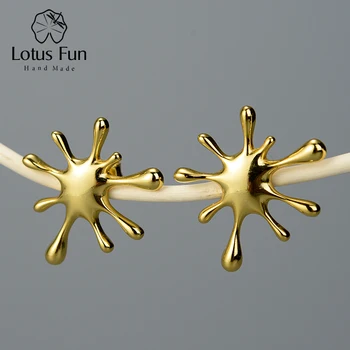 Lotus Zábava Reálne 925 Sterling Silver Prírodné Kreatívne Ručné Dizajnér Jemné Šperky Striekajúcej Kovové Stud Náušnice pre Ženy