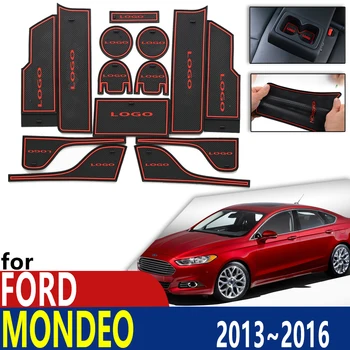 Protišmyková Gumová Pohár Vankúš Dvere Groove Mat pre Ford Mondeo Fusion V MK5 5 2013~2016 Príslušenstvo mat pre telefón