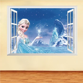 Disney 3D Okne Samolepky na Stenu Mrazené 2 Puzzle Deti Miestnosti Dekorácie Mš Obtlačky Pegatinas Autocollant Enfant nástenná maľba Dekorácií
