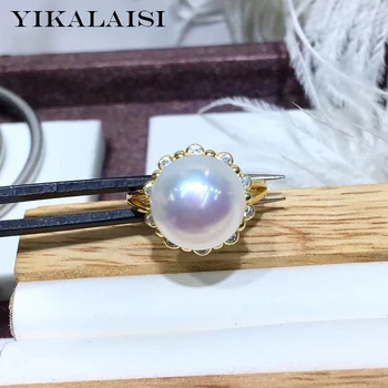 YIKALAISI 925 Sterling Silver Šperky, Perly Krúžky 2019 Jemné Prírodné Perly šperky 10-11 mm Prstene Pre Ženy, veľkoobchod