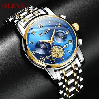 Reloj hombre Luxusné Chronograf Muži Hodinky z Nerezovej Ocele, Športový Vodotesný Modré Hodinky pre Mužov Svetelný Náramkové hodinky Montre Homme